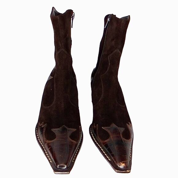 Paul Green Chocolate Brown Handmade Western Boots - 5.5 - Picture 2 of 9